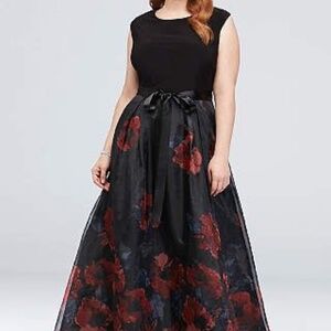 Ignite Evenings Cap Sleeve Floral Organza Ball Gown Size 14